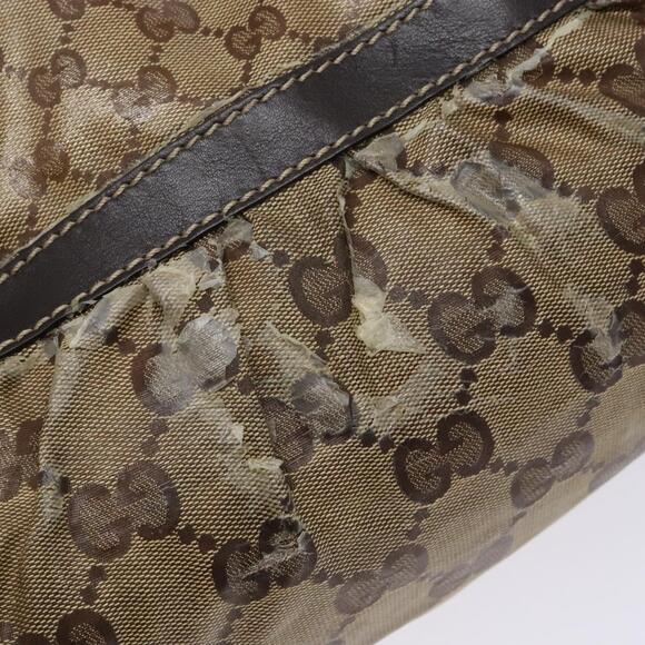 GUCCI GG Crystal Hand Bag Coated Canvas Beige Gold